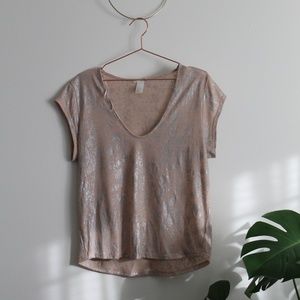 H&M Pink and Silver Low-Cut Tee